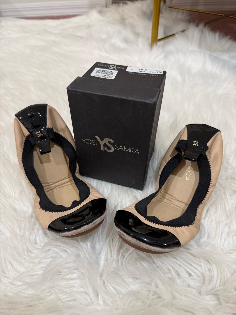Yosi Samra: Samantha Foldable Ballet Flats in Nude & Black